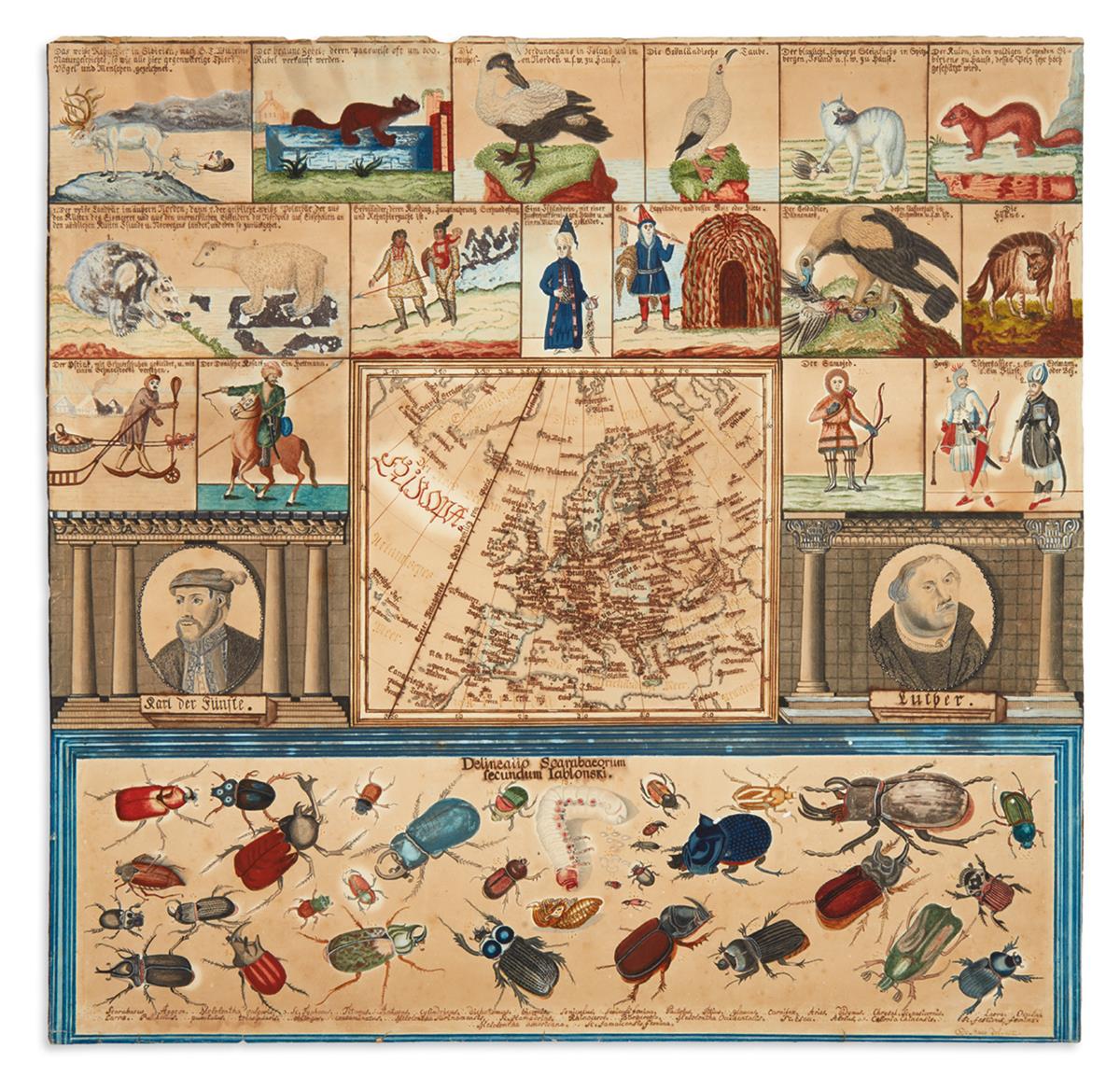 (MANUSCRIPT MAP.) Staab, Odo. Didactic manuscript map of Europe.